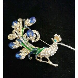 Gorgeous Green Peacock Bird Woman's Brooch Pin Zircon Crystal Festival Gifts